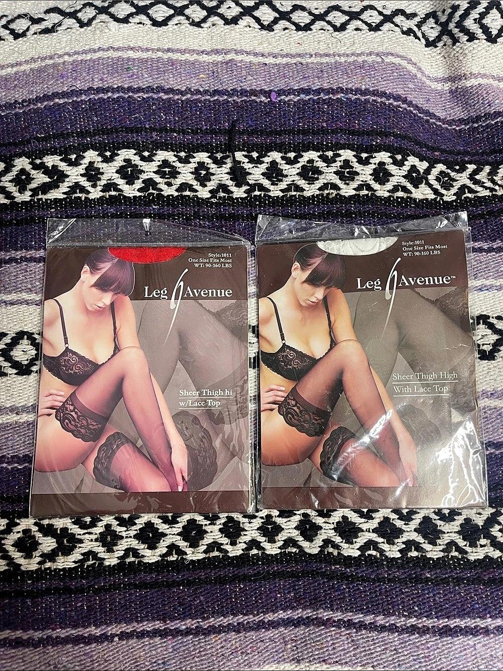 VINTAGE Leg Avenue Sheer Thigh Hi w/Lace Top -High Stockings red & white NWT